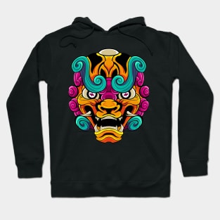 The Furious Japanese Lion 2 - Komainu Vector art illustration Hoodie